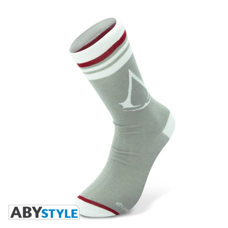 ASSASSIN'S CREED - Chaussettes- Grises - Blanches - "Crest"