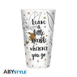 DISNEY - Large Glass - 400ml - Tinkerbell Gold - Glitter x2