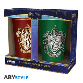 HARRY POTTER - Set of 2 XXL glasses - Gryffindor & Slytherin x2