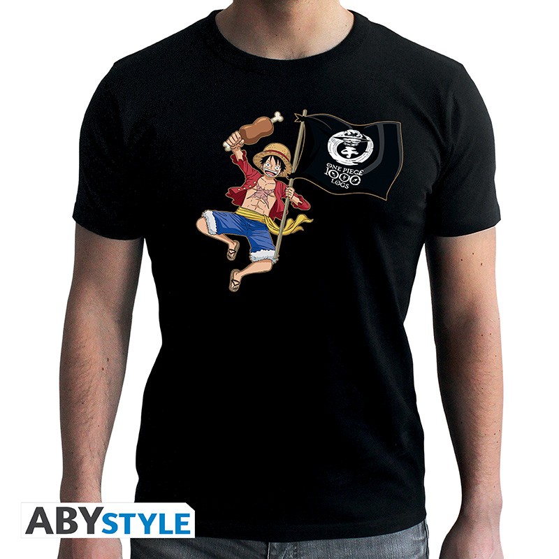 ONE PIECE - Tshirt Luffy 1000 Logs man SS black - new fit