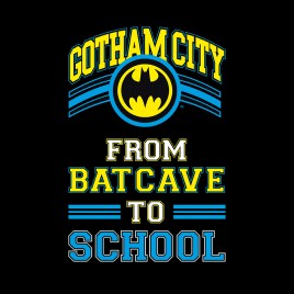 Batman - Man Black tshirt "BATCAVE TO SCHOOL"