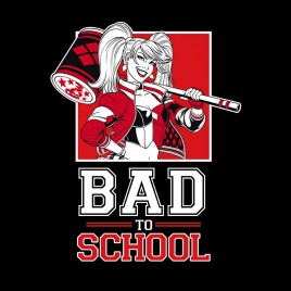 Dc Comics - Sweat Harley Quinn- "BAD TO SCHOOL" femme sans zip black