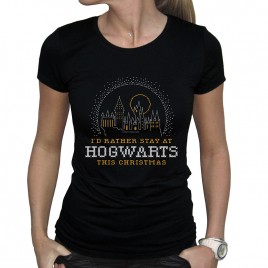 Harry Potter - Tshirt Noir Femme - Christmas at Hogwarts