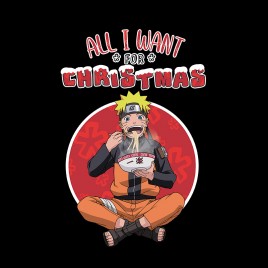 Naruto Shippuden - Tshirt Noir Femme - "ALL I WANT FOR CHRISTMAS"