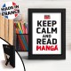 KEEP CALM AND READ MANGA - Kraft Frame Black - Asian Art x8