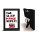 EAT SLEEP MANGA REPEAT - Kraft Frame Black - Asian Art x8