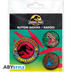 JURASSIC PARK - Pack de Badges - Logo T-Rex X4