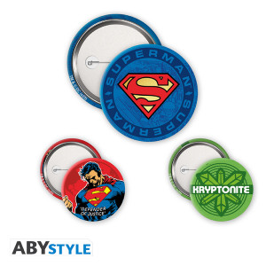 DC COMICS - Pack de Badges - Superman, Logo & Kryptonite X4