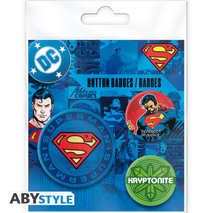 DC COMICS - Pack de Badges - Superman, Logo & Kryptonite X4