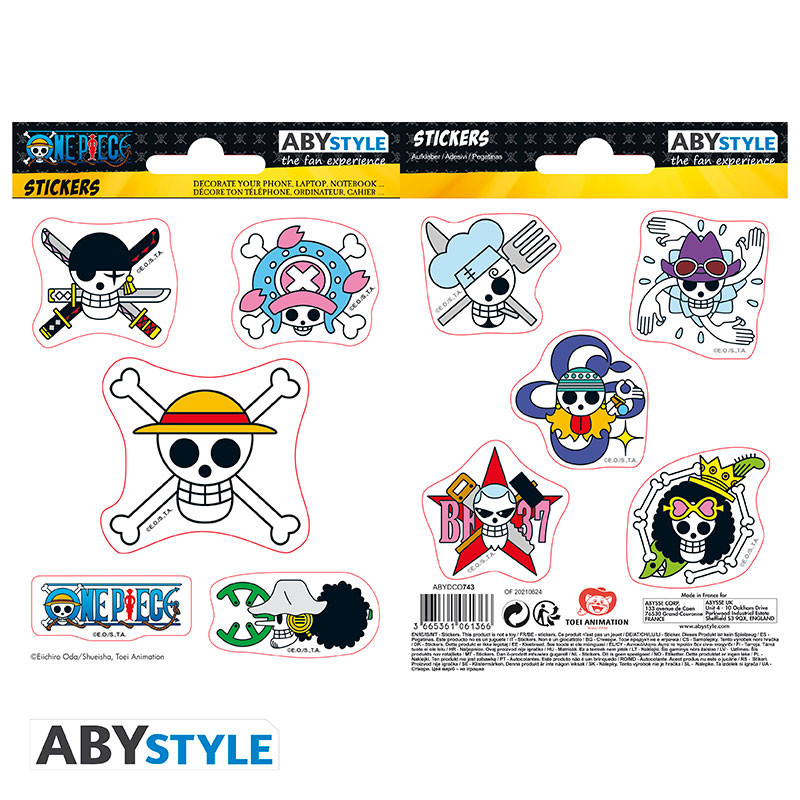 ONE PIECE - Stickers - 16x11cm/ 2 sheets -  Straw Hat Skulls x5*
