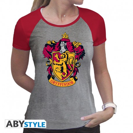 HARRY POTTER - Tshirt "Gryffindor" woman SS grey & red - premium