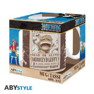ONE PIECE - Mug - 460 ml - "Luffy Wanted" - subli - boîte x2