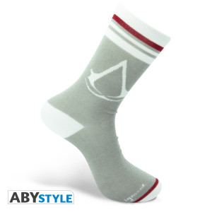 ASSASSIN'S CREED - Chaussettes- Grises - Blanches - "Crest"