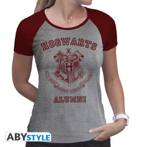 HARRY POTTER - Tshirt "Alumni" woman SS grey & red - premium*