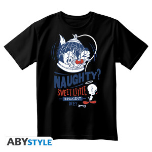 LOONEY TUNES - Tshirt noir unisexe - Titi & Grominet*