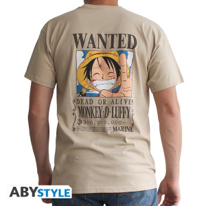 ONE PIECE - Tshirt unisex sand - Vintage Wanted Luffy