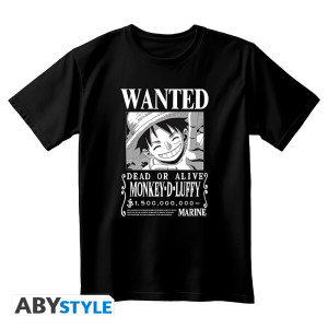 ONE PIECE - Tshirt noir unisexe - Wanted Luffy NB