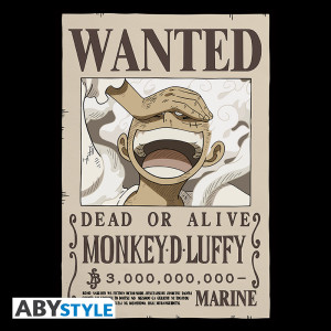 ONE PIECE - Tshirt new fit black - Wanted Luffy