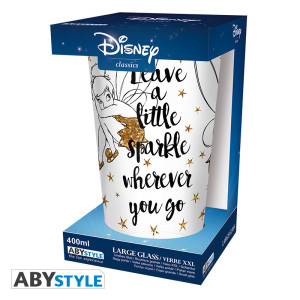 DISNEY - Large Glass - 400ml - Tinkerbell Gold - Glitter x2