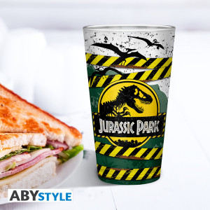 JURASSIC PARK - Large Glass - 400ml -Danger High Voltage - x2