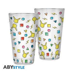 POKEMON - Large Glass - 400ml - Pikachu pattern - x2