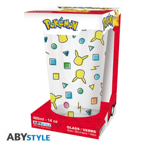 POKEMON - Large Glass - 400ml - Pikachu pattern - x2