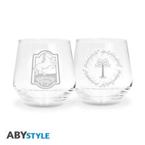 LORD OF THE RINGS - 2 Glass Set Prancing Pony & Gondor EUROPE x2