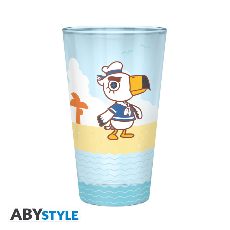 ANIMAL CROSSING - Large Glass - 400ml - "Beach Characters" - box x2