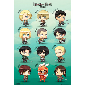 ATTACK ON TITAN - Poster Maxi 91,5x61 - Personnages Chibi *