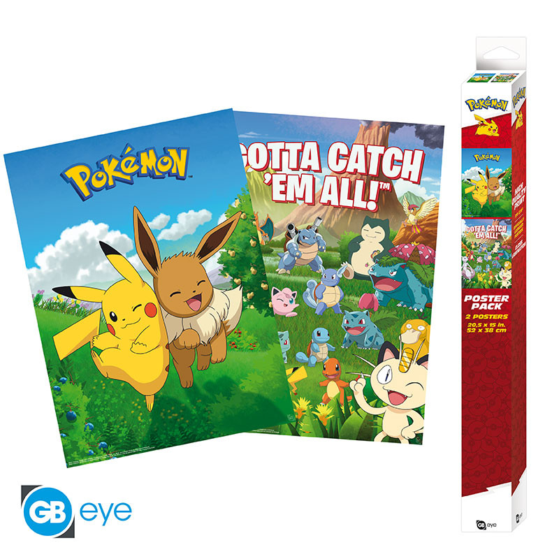 POKEMON - Set 2 Posters Chibi 52x38 - Décorations x4