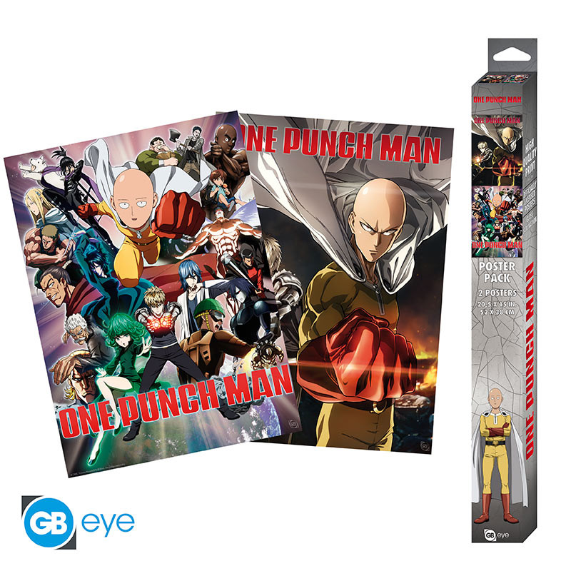 ONE PUNCH MAN - Set 2 Posters Chibi 52x38 - Saitama & Genos x4 *