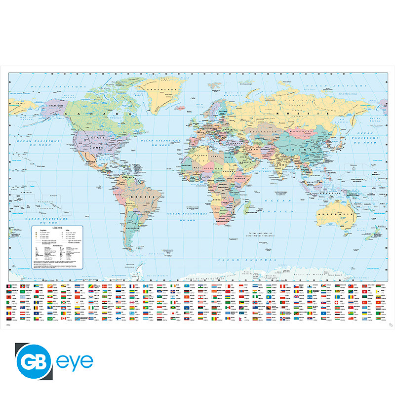 HARPER COLLINS - Poster Maxi 91.5x61 FSC Mix - World Map 21 French