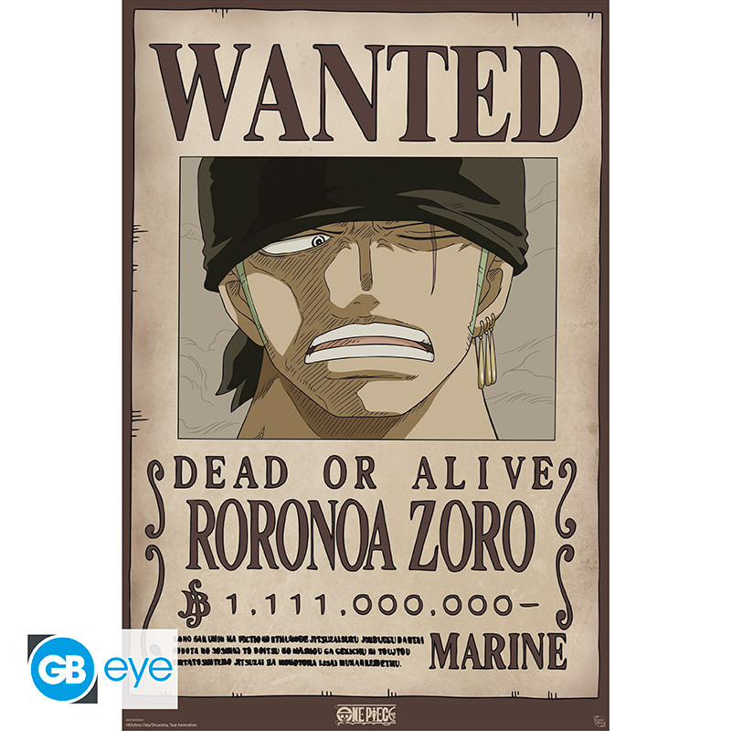 ONE PIECE - Poster Maxi 91.5x61 FSC MIX - Wanted Zoro Wano