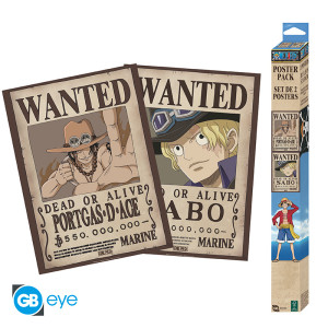 ONE PIECE - Set 2 Posters Chibi 52x38 - Wanted Sabo & Ace x4