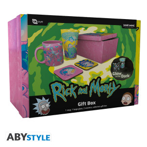 RICK AND MORTY - Pck Glass XXL +Mug+ 2 Coasters"Pattern" *