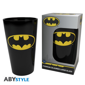 DC COMICS - Large Glass - 400ml - Batman Symbol - box x2 *