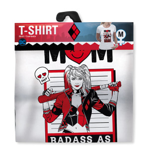 DC COMICS - Woman white tshirt - "MOM BADASS AS HARLEY QUINN"*