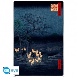 HIROSHIGE - Poster «Renards sous l'arbre Enoki» (91.5x61)