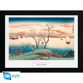 HIROSHIGE - Tirage encadré "Cerisiers en fleurs à Gotenya" (30x40)