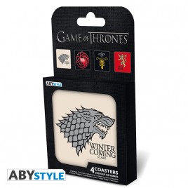 GAME OF THRONES - Set 4 Dessous de verre "Maisons"