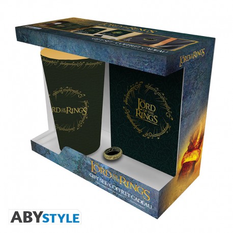 LORD OF THE RINGS - Pck Verre XXL + Pin's + Carnet "Anneau"*