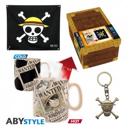 ONE PIECE - Pck premium Drapeau + Porte-clés 3D + Mug Thermo-réactif