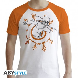 NARUTO SHIPPUDEN - Tshirt "Naruto" man SS white & orange - premium