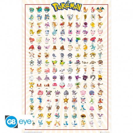 POKEMON - Poster Maxi 91.5x61 - Kanto 151 French