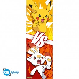 POKEMON - Poster de porte - Pikachu et Flambino - Roulé filmé(53x158)