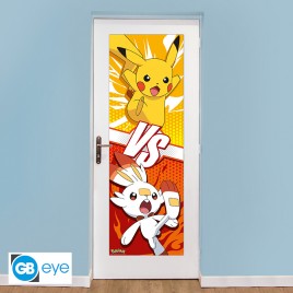 POKEMON - Poster de porte - Pikachu et Flambino - Roulé filmé(53x158)