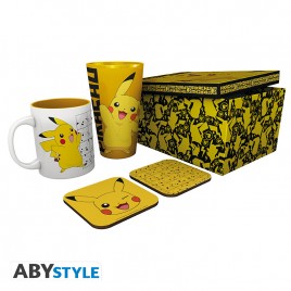 POKEMON - Pck Verre XXL + Mug + 2 Coasters "Pikachu"