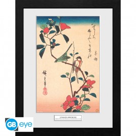 HIROSHIGE - Tirage encadré "Japanese White-eye and Ti" (30x40) x2