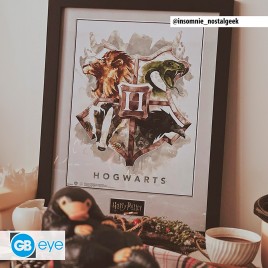 HARRY POTTER - Tirage encadré "Hogwarts aquarelle" (30x40) x2