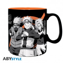 NARUTO SHIPPUDEN - Mug - 460 ml - Groupe noir & blanc - avec boîte x2